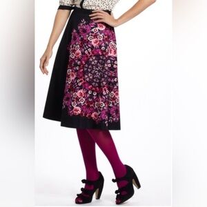 Anthropologie by Vanessa Virginia Floral Black Skirt